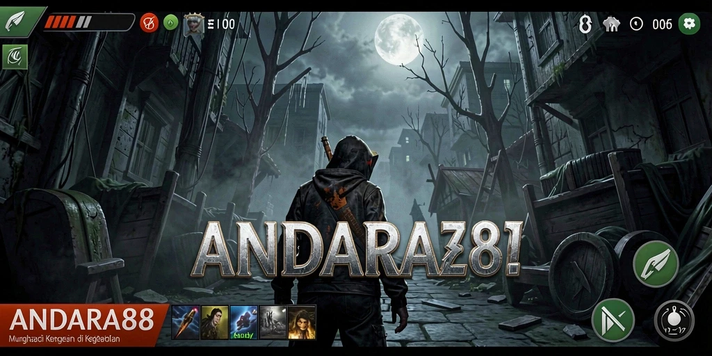 Screenshot dari gameplay <strong>ANDARA88</strong> yang menunjukkan suasana menakutkan dan mencekam.
