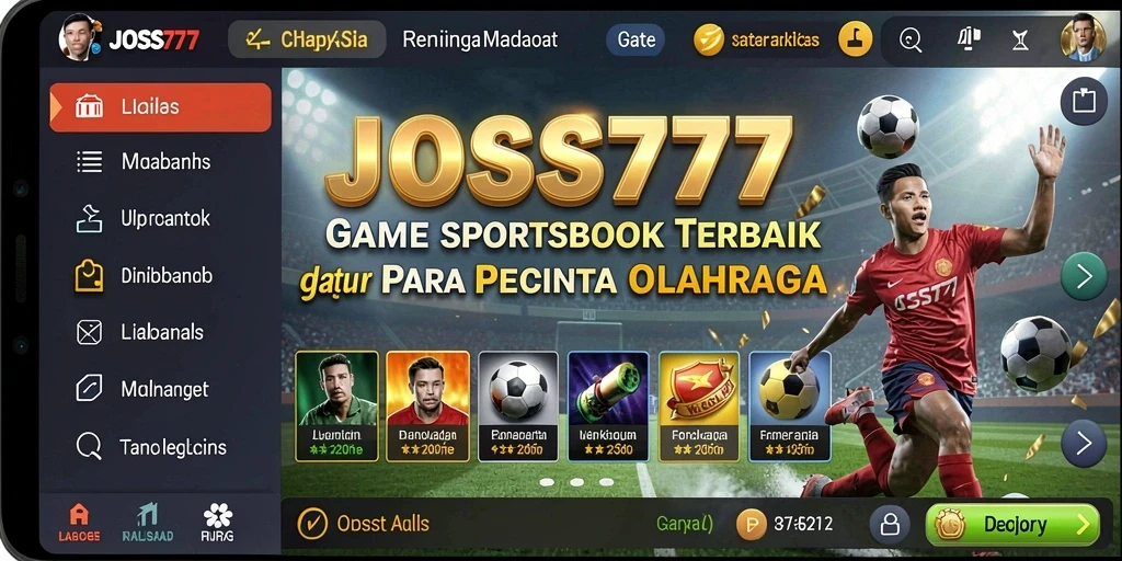 Tampilan layar utama JOSS777 menampilkan berbagai pilihan taruhan olahraga.