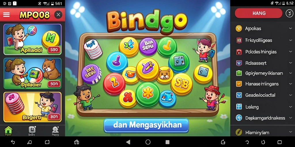 Tampilan gameplay menarik dari MPO08 dengan fitur Bingo interaktif.