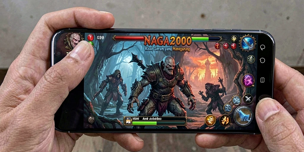 Screenshot menampilkan suasana menyeramkan dalam gameplay NAGA2000.