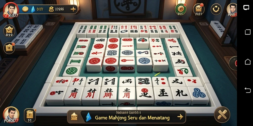 Screenshot utama POROS77 menampilkan gameplay menawan Mahjong.