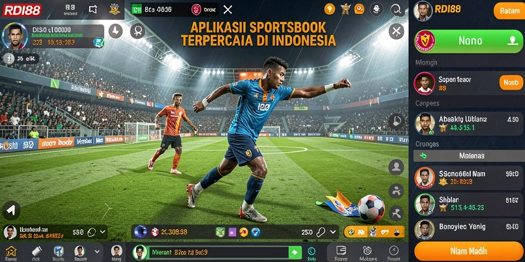 Tangkapan layar utama RDI88 menampilkan antarmuka taruhan olahraga yang dinamis.