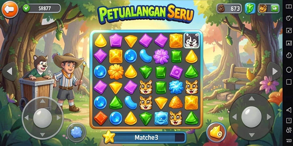 Tampilan gameplay SR877 yang menarik dalam genre Match-3.