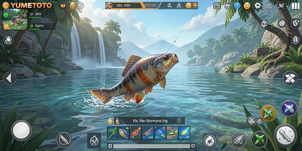 Tangkapan ikan yang memperlihatkan gameplay seru dari YUMETOTO.